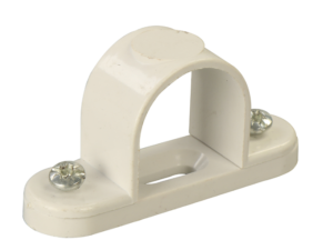 PVC cable saddle clip — BS 7671 / IEC 61386 accessories