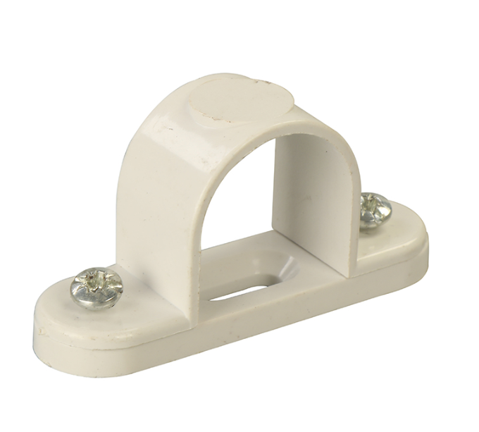PVC cable saddle clip — BS 7671 / IEC 61386 accessories